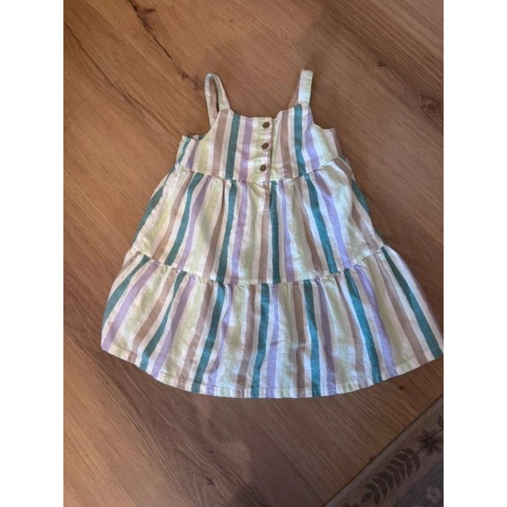 Carters Toddler Girl 24M Striped Tiered Sleeveless Sundress Purple Green Teal